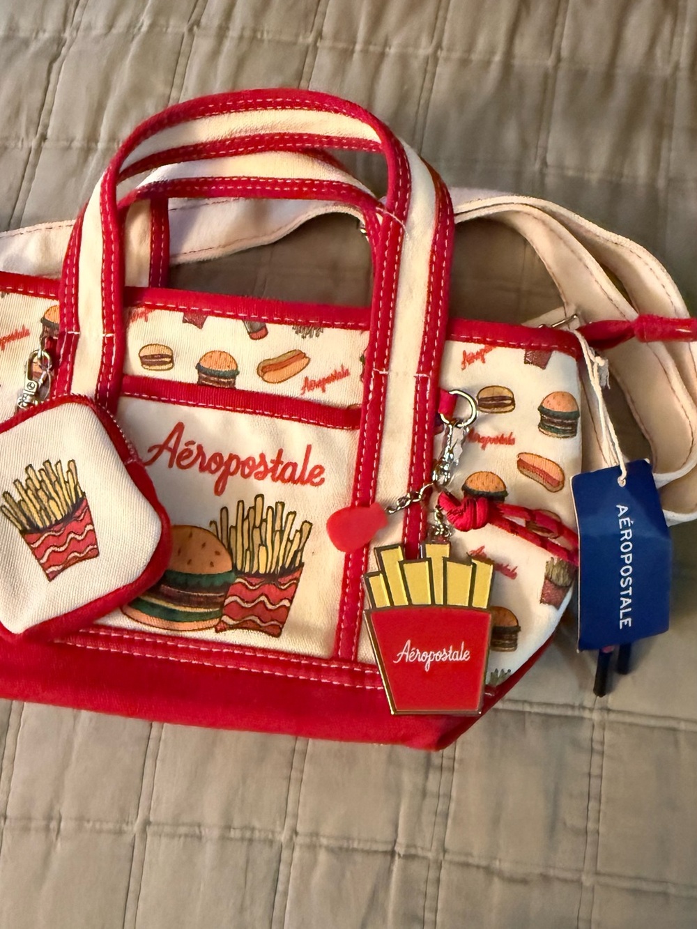 Aeropostale Red & Cream Fast Food Mini Tote Bag